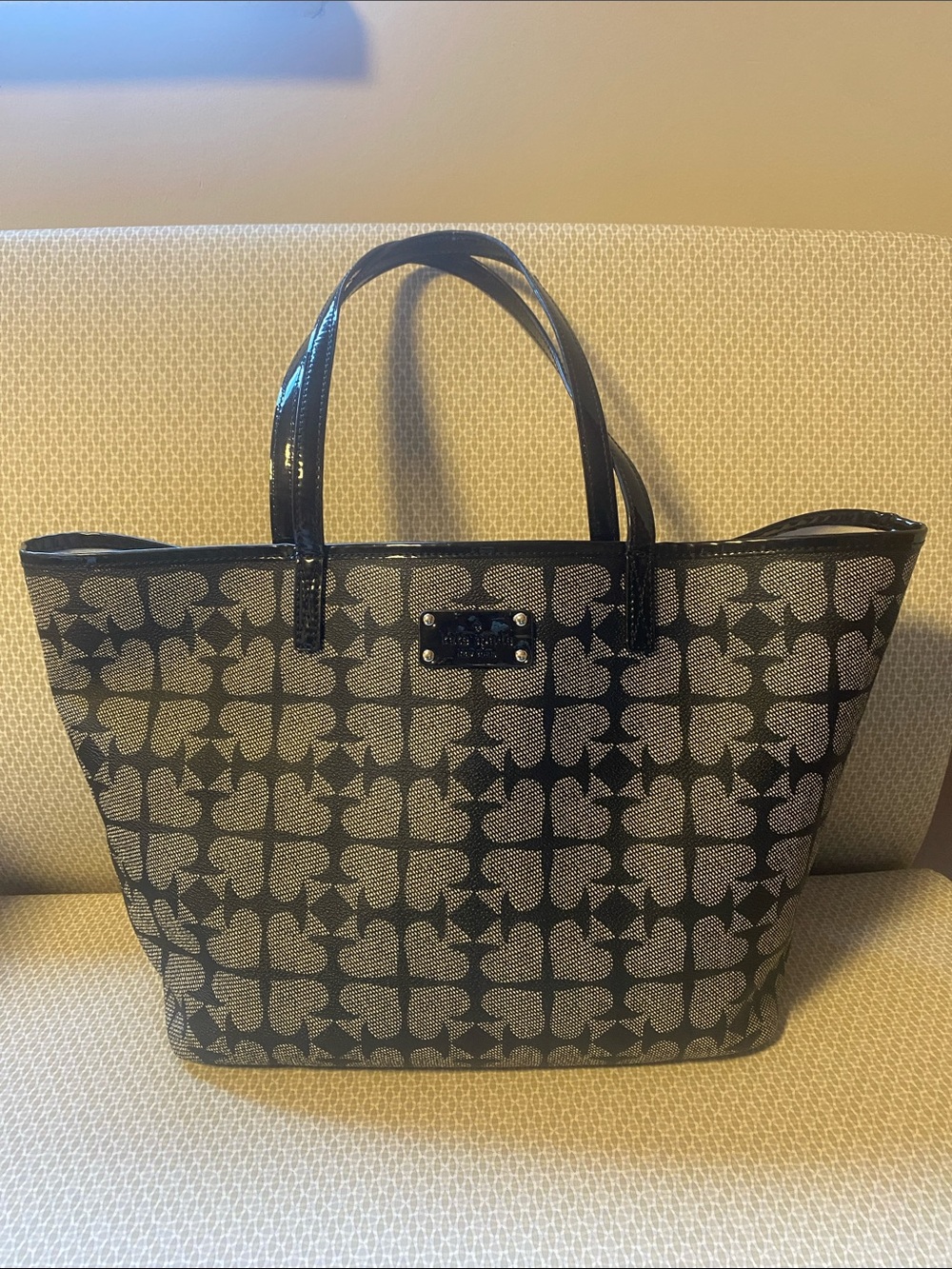 kate spade Black and Cream Patterned Tote